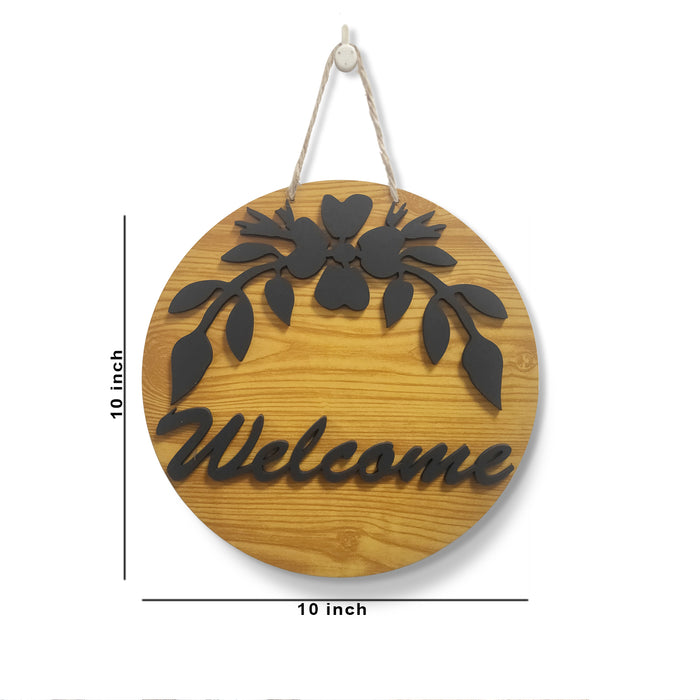 Art Street Welcome MDF Plaque for Home & Wall Decoration  (Black) 10"*10"  MDF HANGING