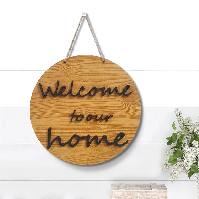 Art Street Welcome To Our Home MDF Sign For Home & Wall Decoration  (Multicolor) 10"*10" MDF HANGING