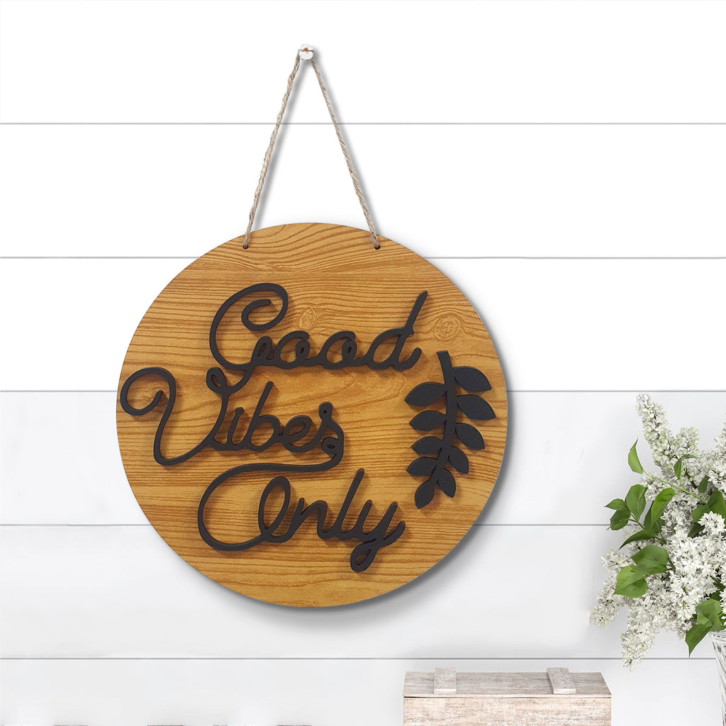 VIKKO Gartenflagge 'Good Vibes Only' – Doppelseitig, Jute-Optik, 30,5 X 45,7 Cm
