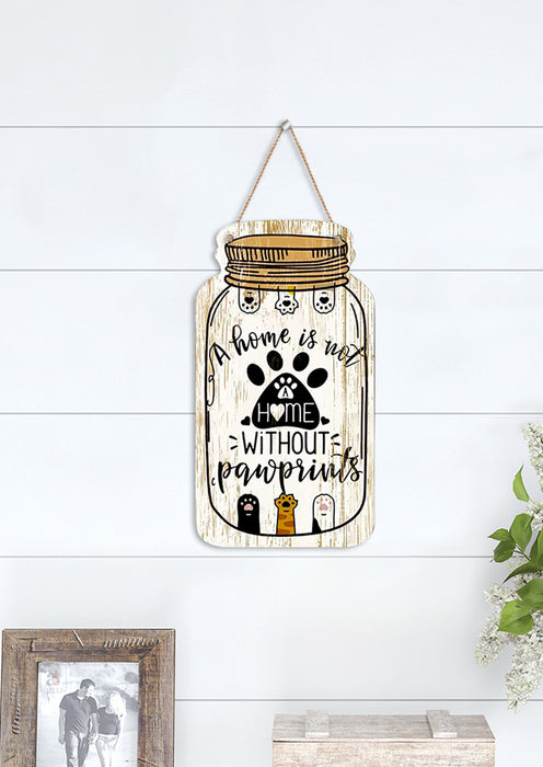 Art Street 1 Piece Wall Sign A Home is Not Without Pawprints Printed Wood Sign Farmhouse Style Entryway Sign Plaque for Home Decorations (8.3"*4.5")MDF HANGING