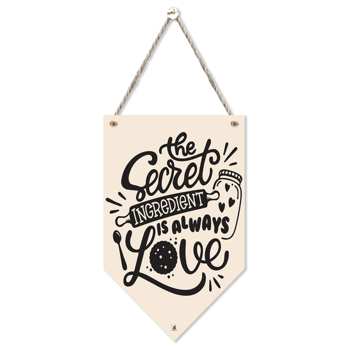 Art Street The Secret Ingredient is Always Love Dorative Wood Plaques Wall Decor Sign, Farmhouse Style Entryway Sign Plaque for Home Decorations Plaque Signs with Hanging Rope for Wall and Door (8x5 Inch)