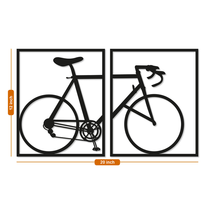 Cycle Design MDF Wall Plaque 2 Framed Panel Painted Cutout Ready to Hang Plaque for Home Wall Décor, Wall Art,Decorative MDF Plaque for Home & Wall Decoration (Size - 12 X 20 Inches)  (Black)