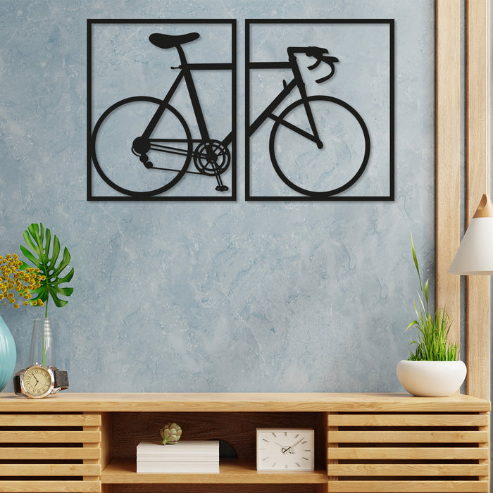 Cycle Design MDF Wall Plaque 2 Framed Panel Painted Cutout Ready to Hang Plaque for Home Wall Décor, Wall Art,Decorative MDF Plaque for Home & Wall Decoration (Size - 12 X 20 Inches)  (Black)