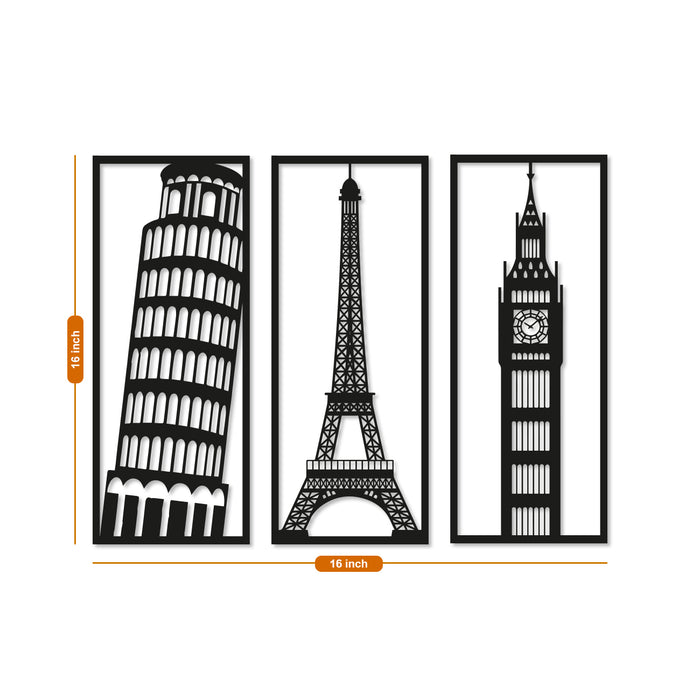 Famous Monuments MDF Wall Plaque Ready to Hang Home Décor, Wall Décor, Decorative MDF Plaque for Home & Wall Decoration (Size - 16 X 16 Inches)
