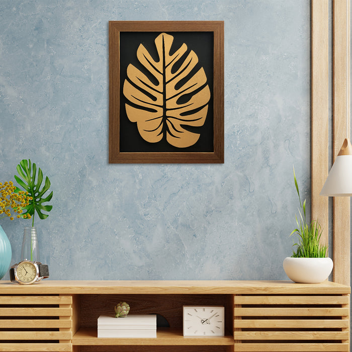 Golden Leaf MDF Wall Plaque Ready to Hang Home Décor, Wall Décor, Wall Art,Decorative MDF Plaque for Home & Wall Decoration (Size - 9.2 X 11.2 Inches)