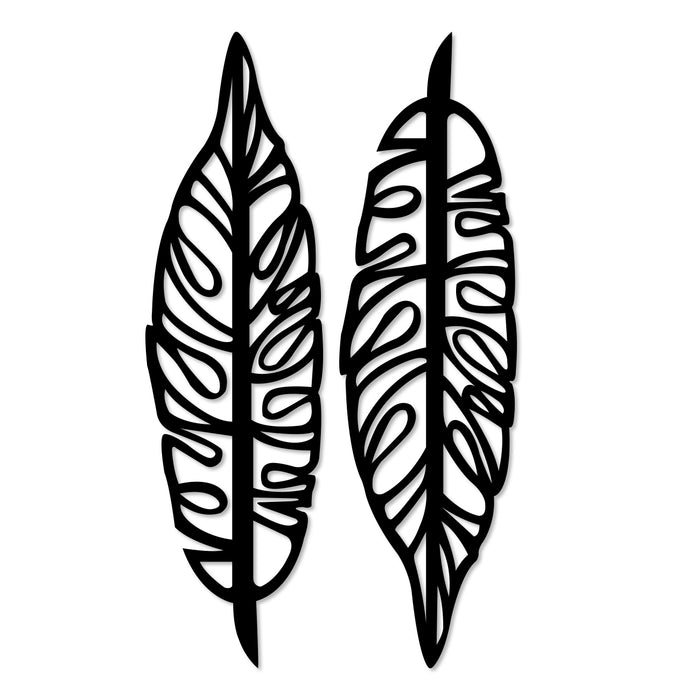 Set of Two Leaves MDF Wall Plaque Ready to Hang Home Décor, Wall Décor, Wall Art,Decorative MDF Plaque for Home & Wall Decoration (Size - 12 X 7.5 Inches)