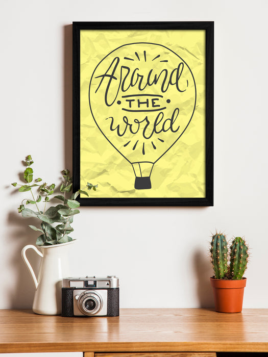 Around The World Theme Framed Art Print, For Home & Office Decor Size - 13.5 x 17.5 Inch