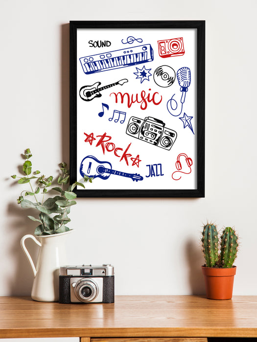 Music Theme Framed Art Print, For Wall Decor Size - 13.5 x 17.5 Inch