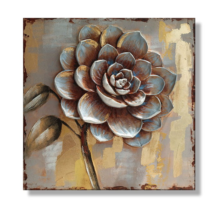 Canvas Floral Hand Painted Wall Painting A Blooming Hope Gold Foiling Decorative Art Original Oil Painting For Home Wall Decoration