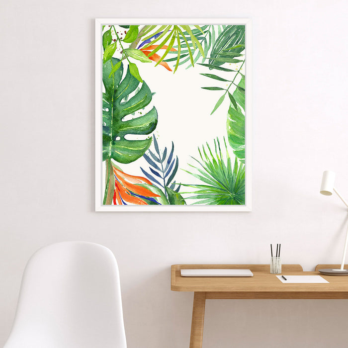 Tropical Green Framed Canvas Nature Framed Wall Art Print For Home Decor