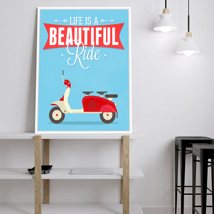 Life is a Beautiful Ride - Motivational Framed Canvas.
