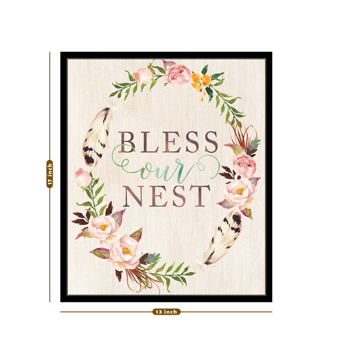 Bless Our Nest   Canvas Painting, Framed Canvas Art Print For living room.