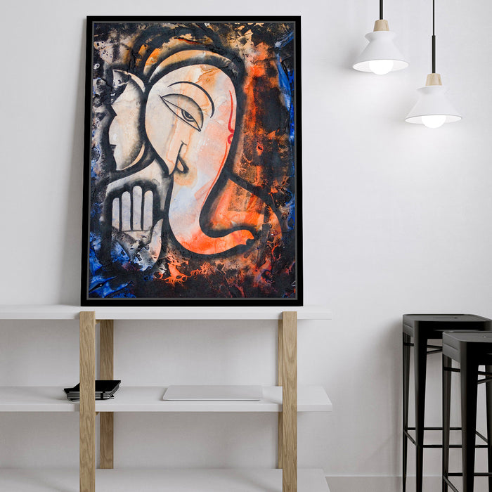 Ganesha Theme Frame Canvas Wall Painting For Home Decor