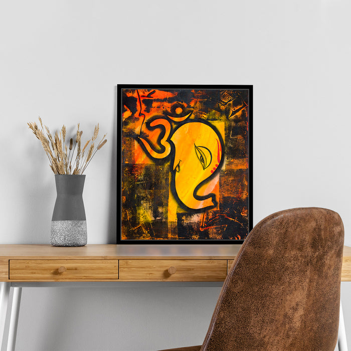 God  Ganesh Ji Theme. 1 Framed Canvas Canvas Painting, Framed Canvas Art Print For living room