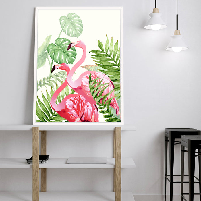Art Pink Flamingo Framed Canvas Art Print, Painting ( Size 13 x 17 )