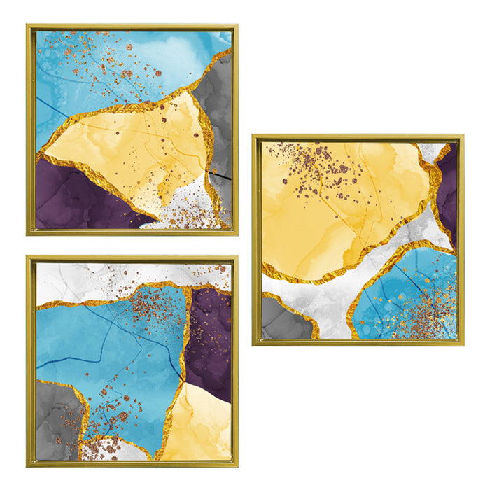 Abstract Golden Canvas 13 inch x 13 inch Set of 3 painting