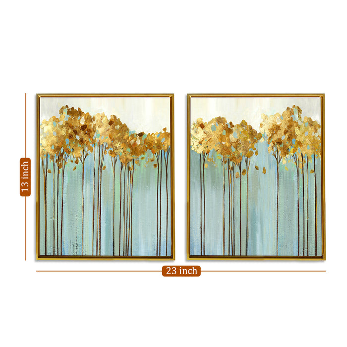 Abstract Leaves The Roots Canvas Set of 2 painting ( Size 13x17 )