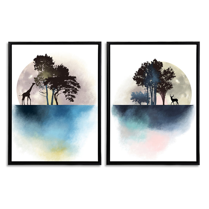 Nature Theme Set of 2 Framed Canvas Art Print Painting (Large wall paintings)