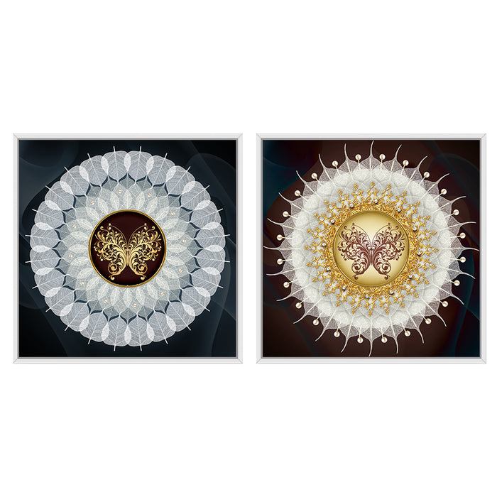 Set of 2 Vintage Theme Canvas Art Print Painting For Living Room Size-13x13 Inches