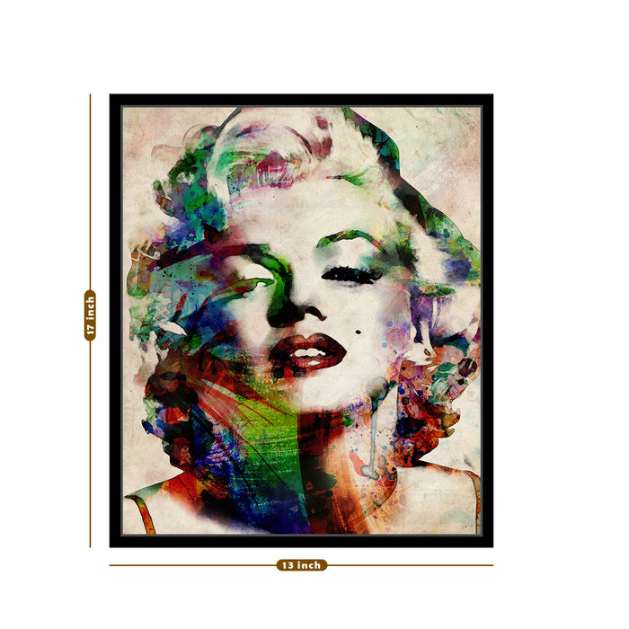 Lady Portrait Theme Canvas Painting with Wooden Frame .Color - Black & White)