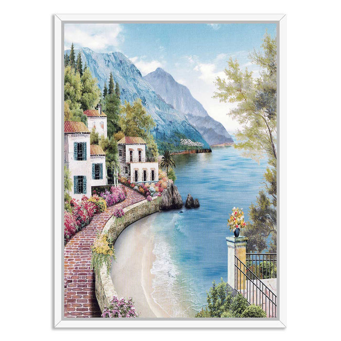 Landscape Theme Canvas Painting with Wooden Frame . Color - Multicolor.