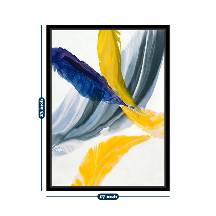 Blue & Yellow Abstract Theme Canvas Painting with Wooden Frame