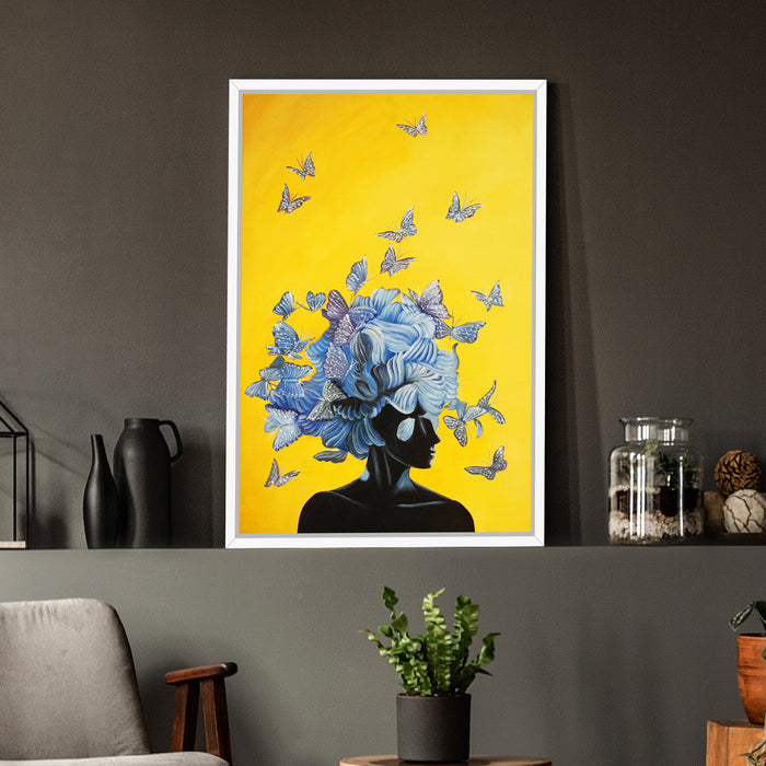 Butterfly Theme Canvas Painting with Wooden Frame