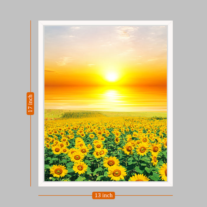 Sunflowers Canvas Painting with Wooden Frame Canvas Wall Art , Framed Painting for bedroom