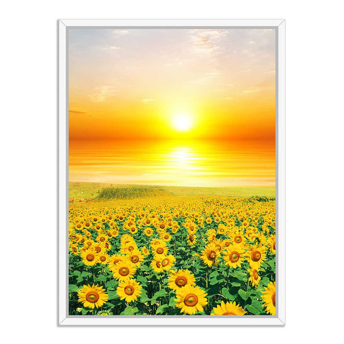 Sunflowers Canvas Painting with Wooden Frame Canvas Wall Art , Framed Painting for bedroom