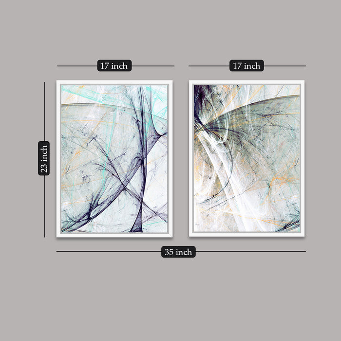 Set of 2 Canvas Painting Lady Modern Art with Wooden Frame Abstract Painting.