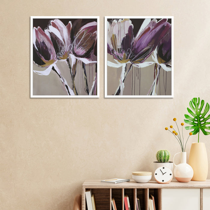 Set of 2 Floral Theme Canvas Print Canvas Painting, Framed Canvas Art Print For living room.