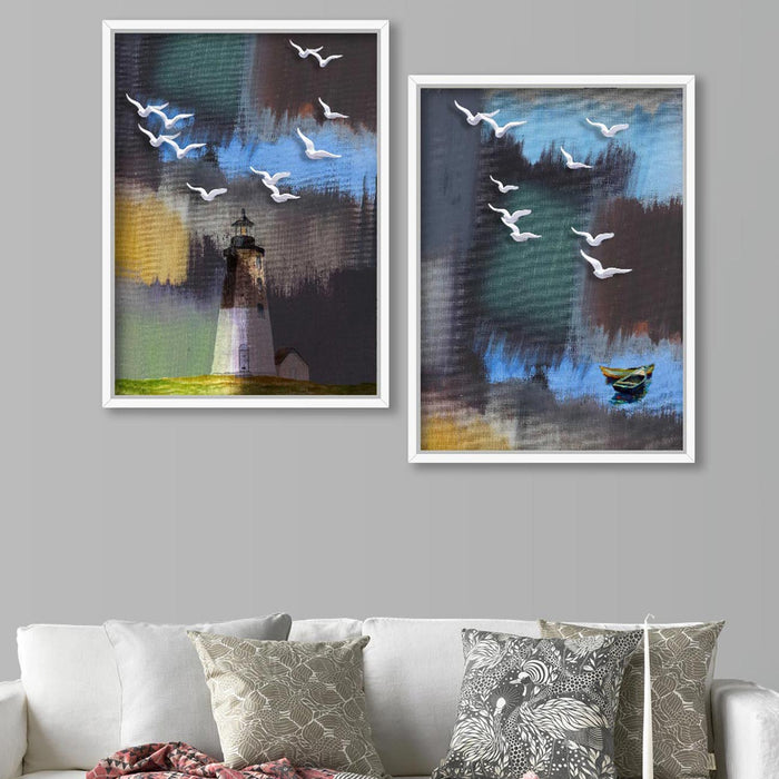 Set of 2 Abstract Theme Canvas Art Print Canvas Painting, Framed Canvas Art Print For living room.
