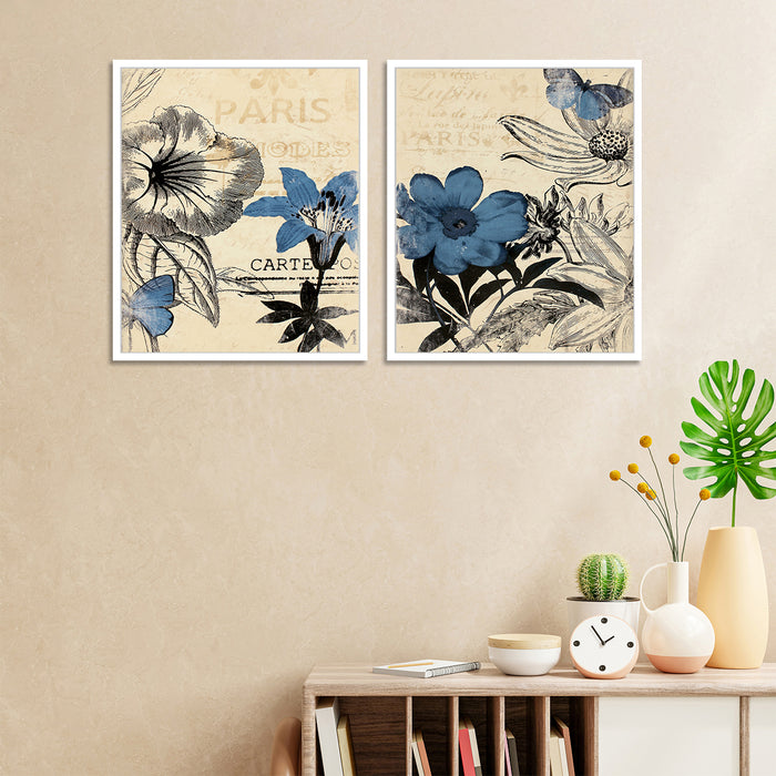 Set Of 2 Floral Theme Canvas Art print Floral Canvas Painting, Framed Canvas Art Print For living room.