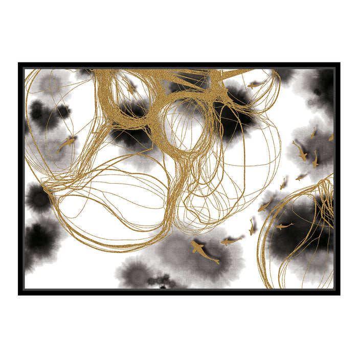 Golden Abstract Bubble Canvas Print Set of 5  Painting For Home Décor Size;-31x45Inch