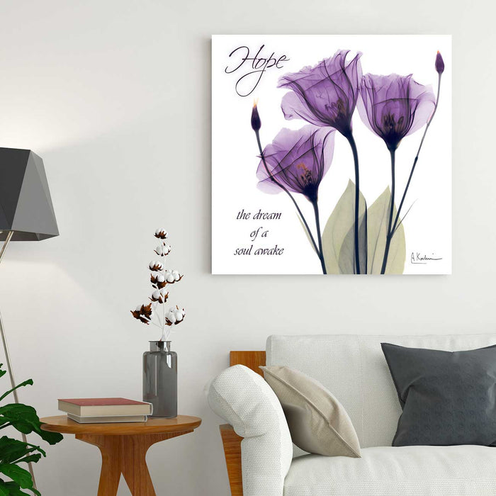 Gentian in Purple Hope Painting Modern Canvas Floral Wall Art , Wall Painting For Living Room Decor  X-Ray Flower Photograph Print Wall Art By Albert Koetsier