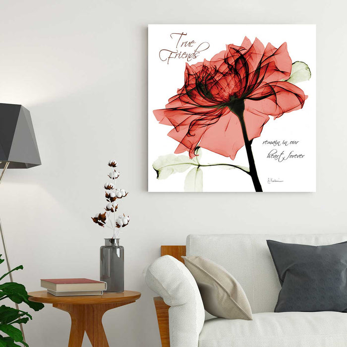 Red Rose True Friends Poster Print Flower Canvas art Print, Modern X-Ray Wall Painting For Living Room Decor, Design By Albert Koetsier