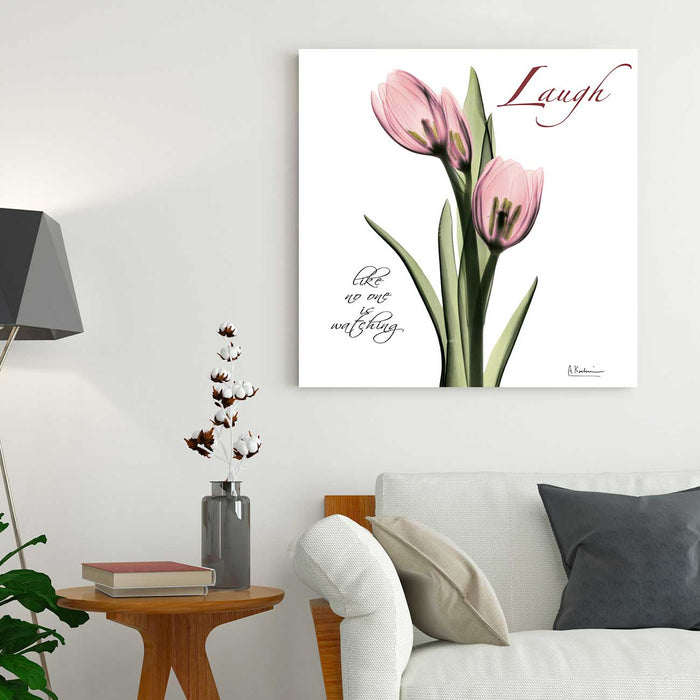 Pink tulips laugh Poster Print Flower Canvas art Print, Modern X-Ray Wall Painting For Living Room Decor, Design By Albert Koetsier