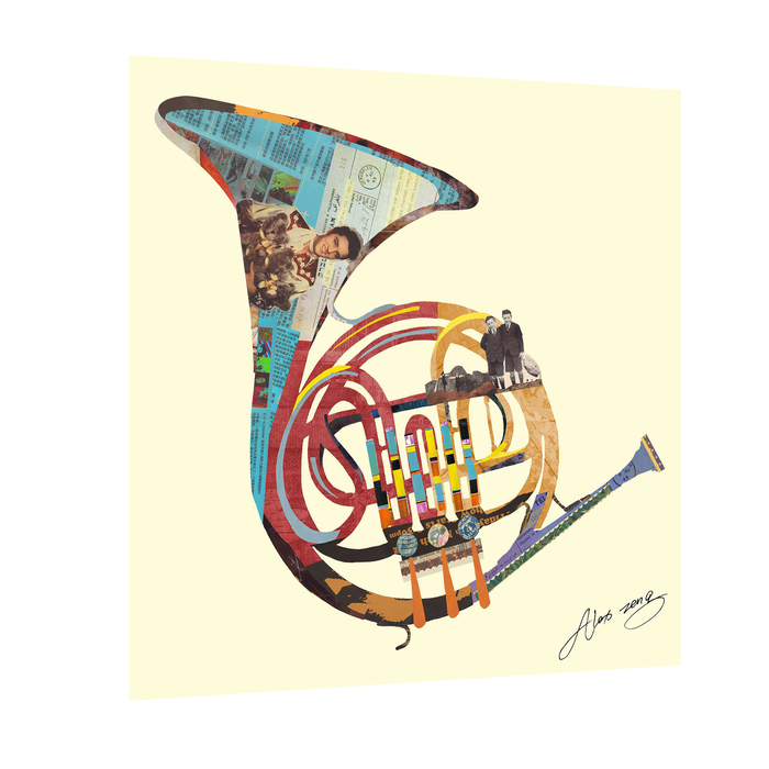 Canvas Painting French Horn Music Mellophone Three Dimensonal Decorative Luxury Paintings for Home and Office Décor (Multi, 24 x 24 Inches)