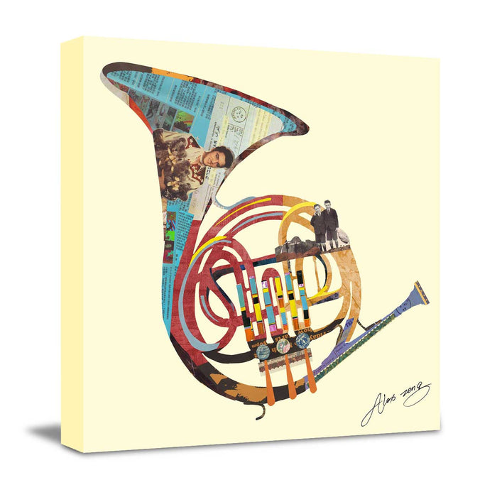 Canvas Painting French Horn Music Mellophone Three Dimensonal Decorative Luxury Paintings for Home and Office Décor (Multi, 24 x 24 Inches)