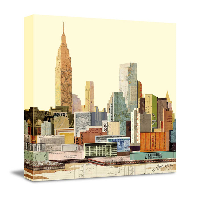 Canvas Painting Wall Art Print New York City Skyline - Dimensional Collage for Home, Living Room and Office Décor (Multi, 24 x 24 Inches)