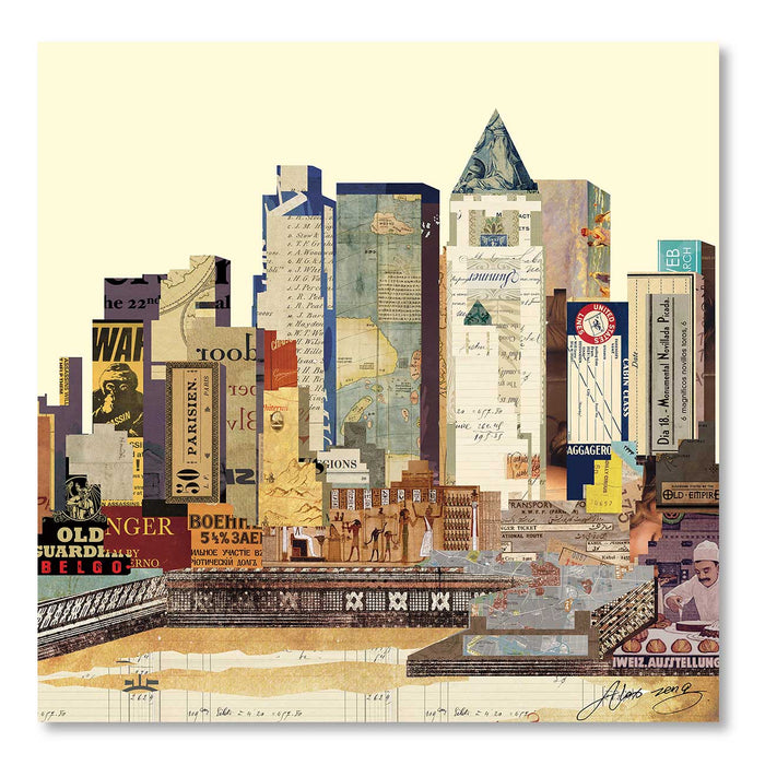 Canvas Painting Wall Art Print Picture New York City Skyline -Dimensional Art Collage Framed Graphic Decorative Paintings for Home Living Room & Office Décor (Multi, 24 x 24 Inches)