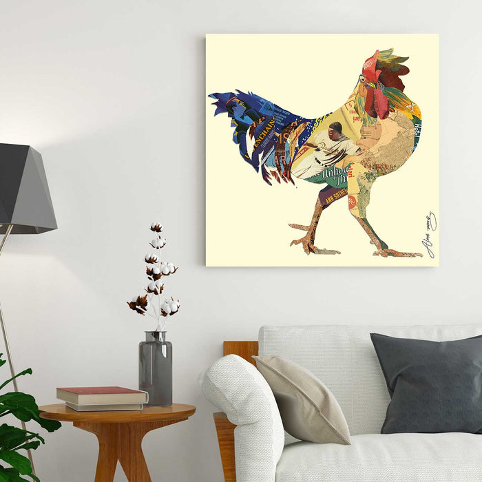Canvas Painting Wall Art Print Picture Antique Rooster Cock Paper Dime —  ART STREET