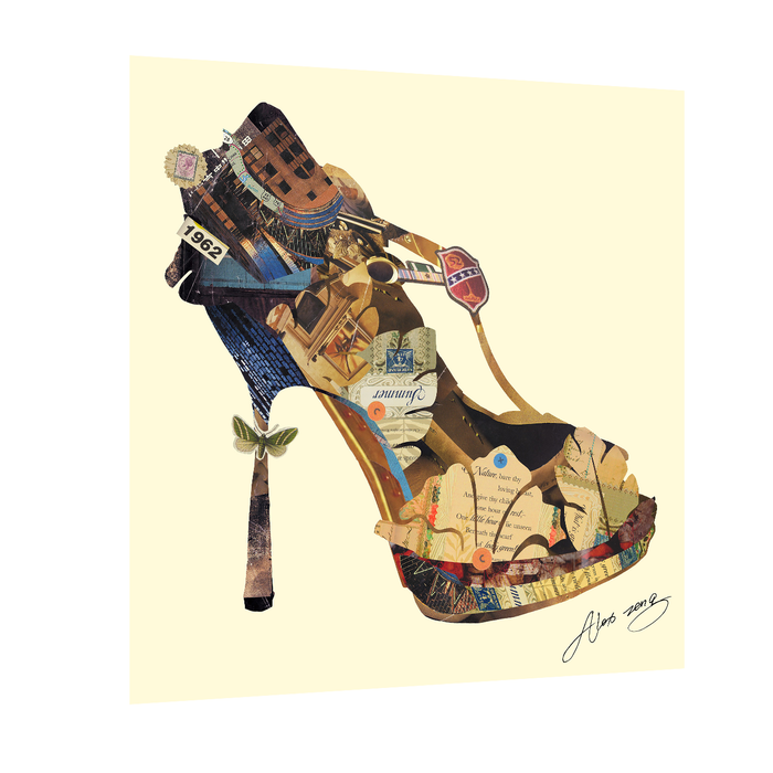 Canvas Painting Wall Art Print Picture Brown High Heels Paper Collage Decorative Luxury Paintings for Home, Living Room and Office Décor (Multi, 24 x 24 Inches)