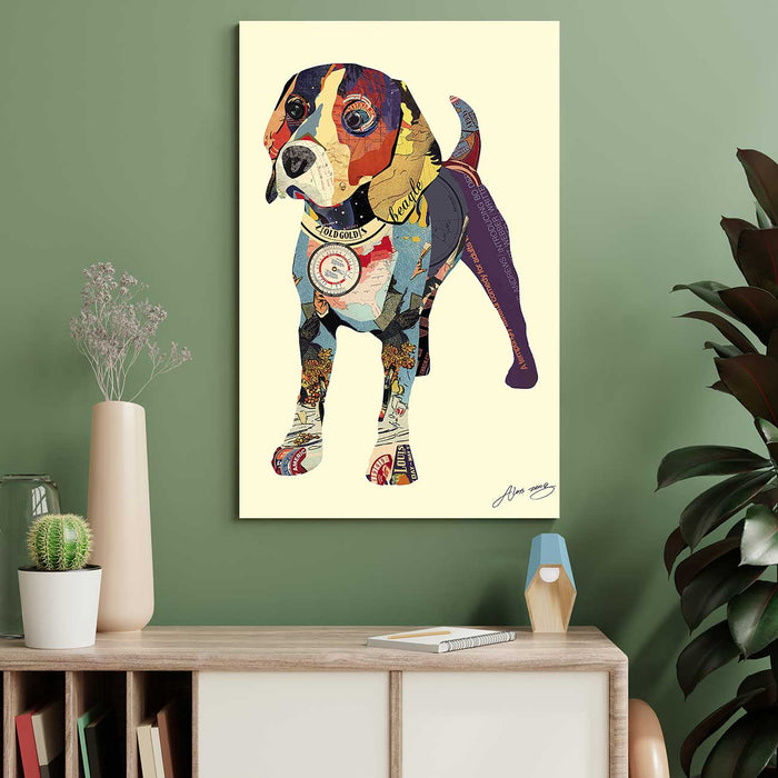 Canvas Painting Wall Art Print Picture Strech Beagle Dog Decorative Paintings For Kids Room, Home, Living Room