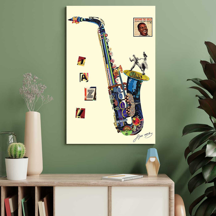 Canvas Painting Wall Art Print Picture Musical Insturment Saxophone strech Decorative Paintings for Home, Living Room and Office Décor