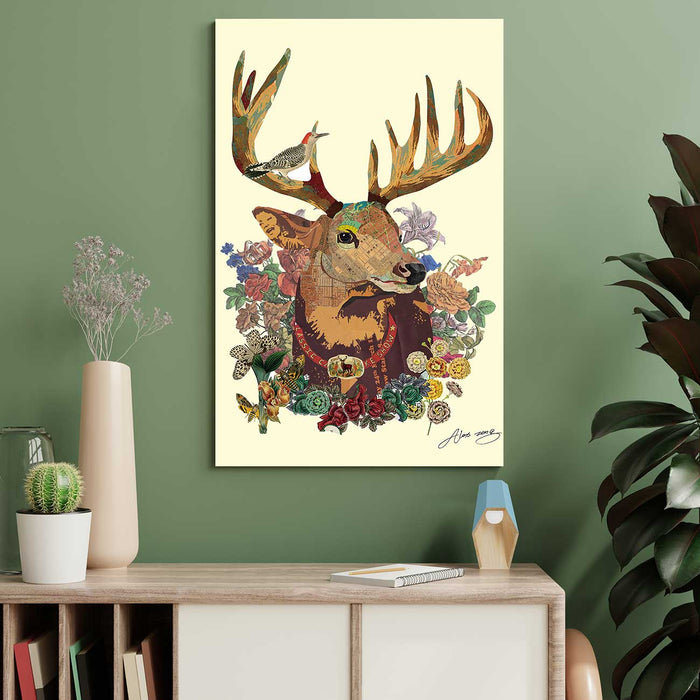 Canvas Painting Wall Art Print Picture Animal Deer Strech Decorative Paintings for Home, Living Room and Office Décor (Multi, 20 x 31 Inches)