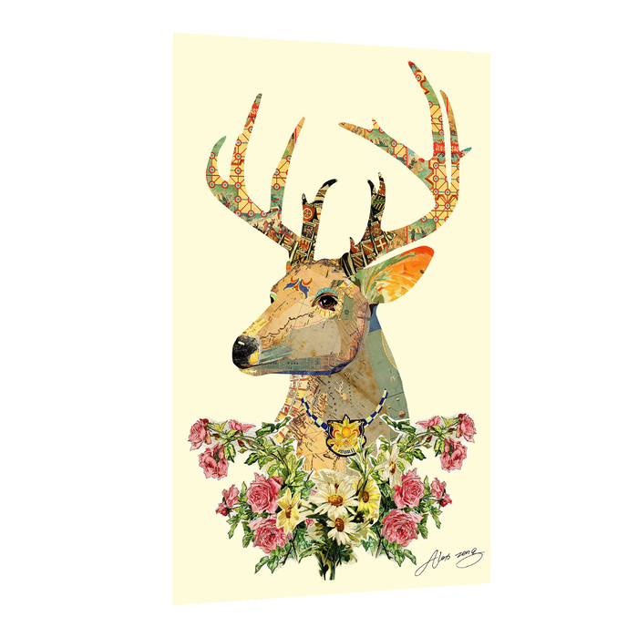 Canvas Painting Wall Art Print Picture Deer With Flower Strech Decorative Paintings for Home, Living Room and Office Décor (Multi, 20 x 31 Inches)