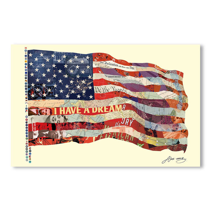 Canvas Painting Picture American Flag Paper Dimensional Collage Decorative Luxury Paintings for Home & Office Décor (Multi, 16 x 22 Inches)