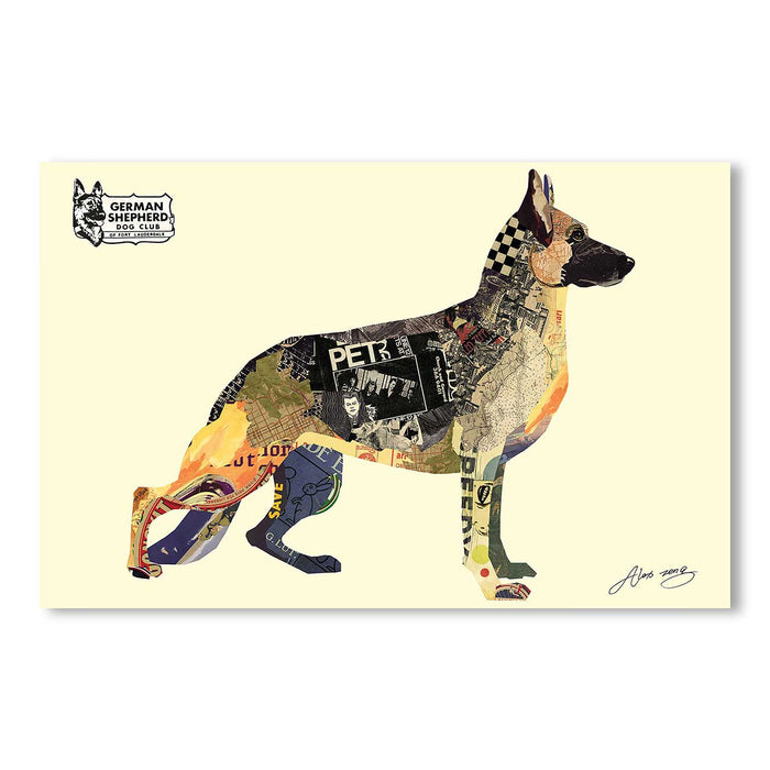 Canvas Painting German Shepherd Dimensional Collage Decorative Luxury Paintings for Home and Office Décor (Multi, 16 x 22 Inches)
