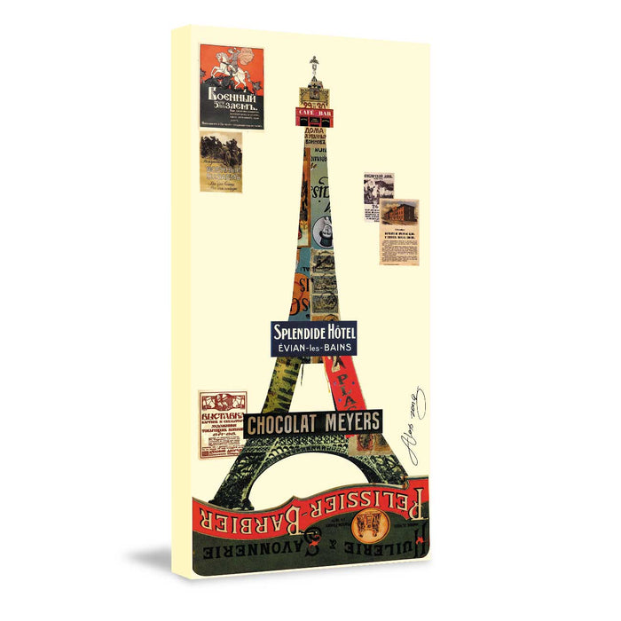 Canvas Painting Eiffel Tower Dimensional Collage Decorative Luxury Paintings for Home and Office Décor (Multi, 16 x 31 Inches)